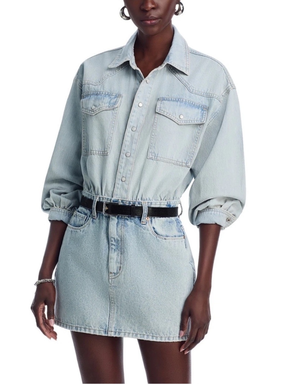 Blank NYC Long Sleeve Denim Midi Dress